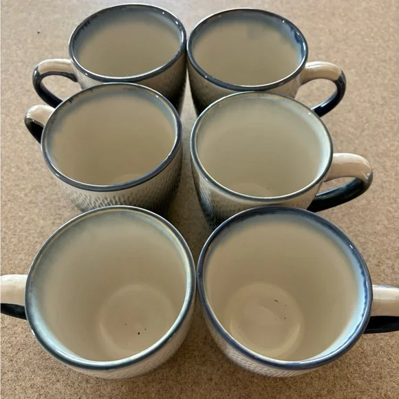 Pfaltzgraff Blue and Cream Textured Mugs - Picture 6 of 7